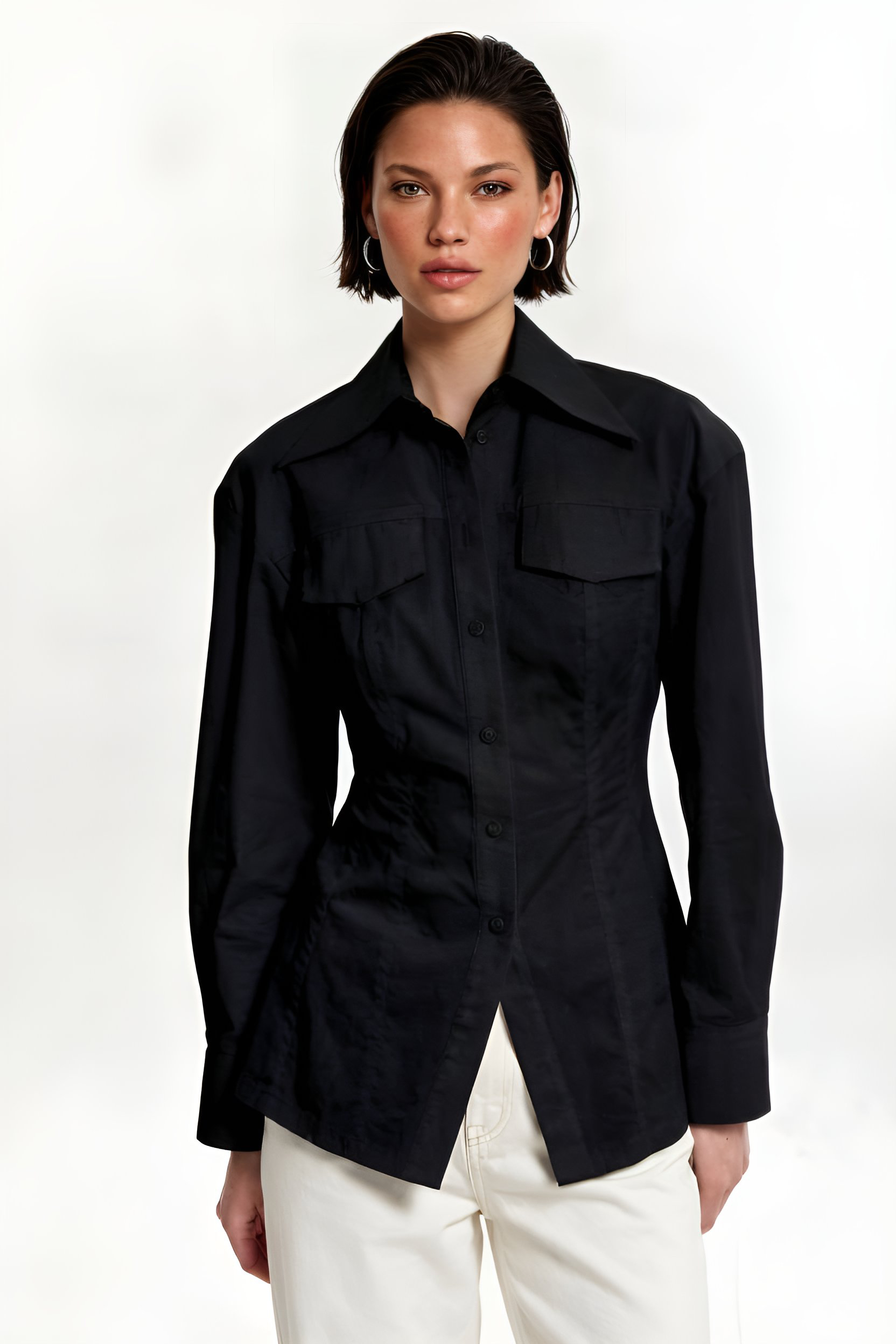 Рубашка приталенная с клапанами