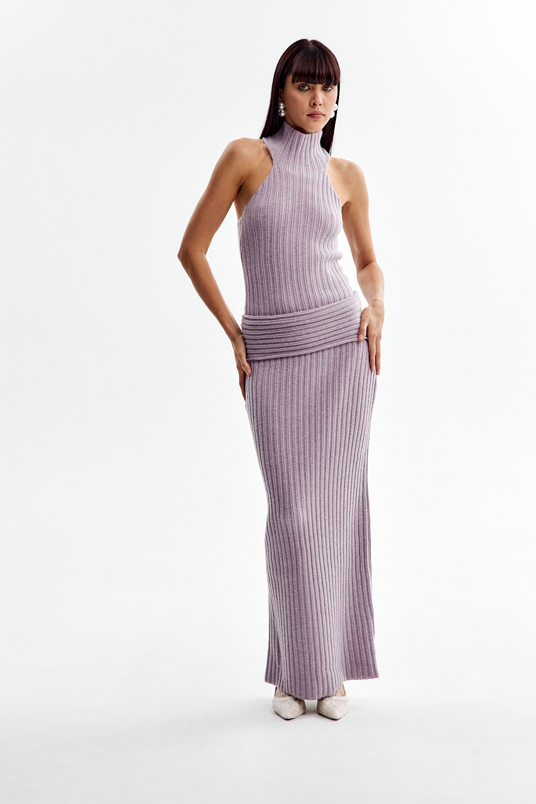 Костюм трикотажный с топом и юбкой макси