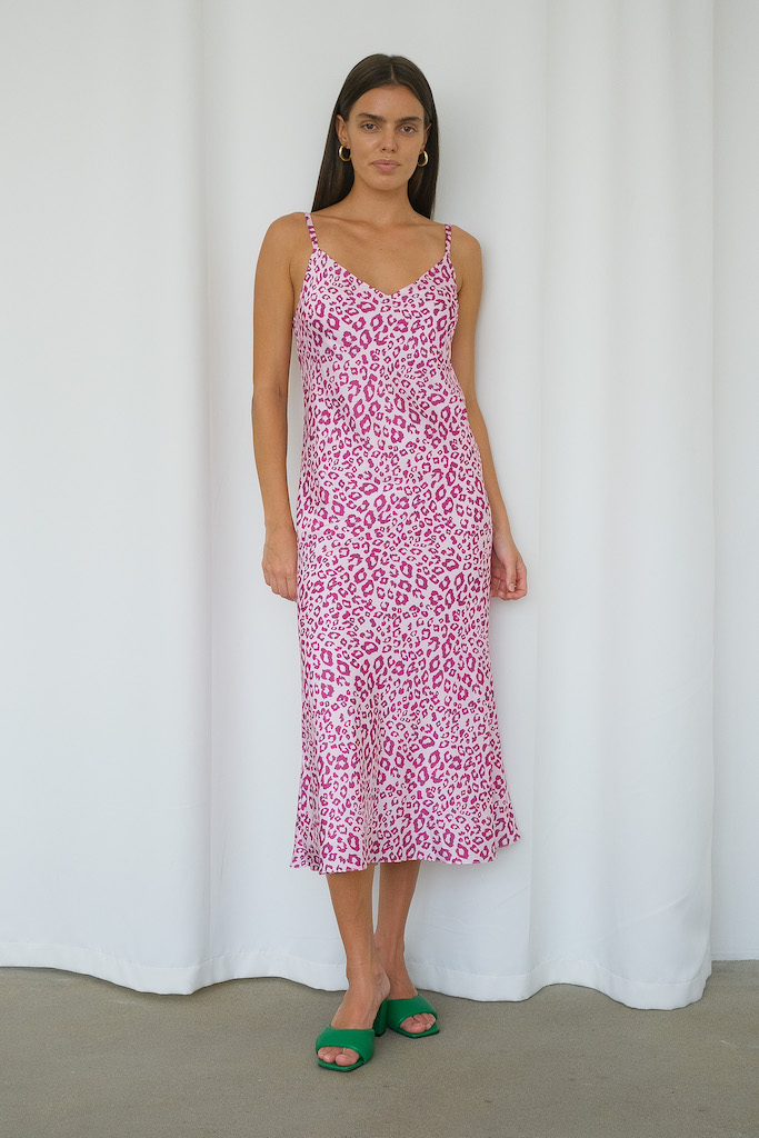 Платье комбинация розовый леопард