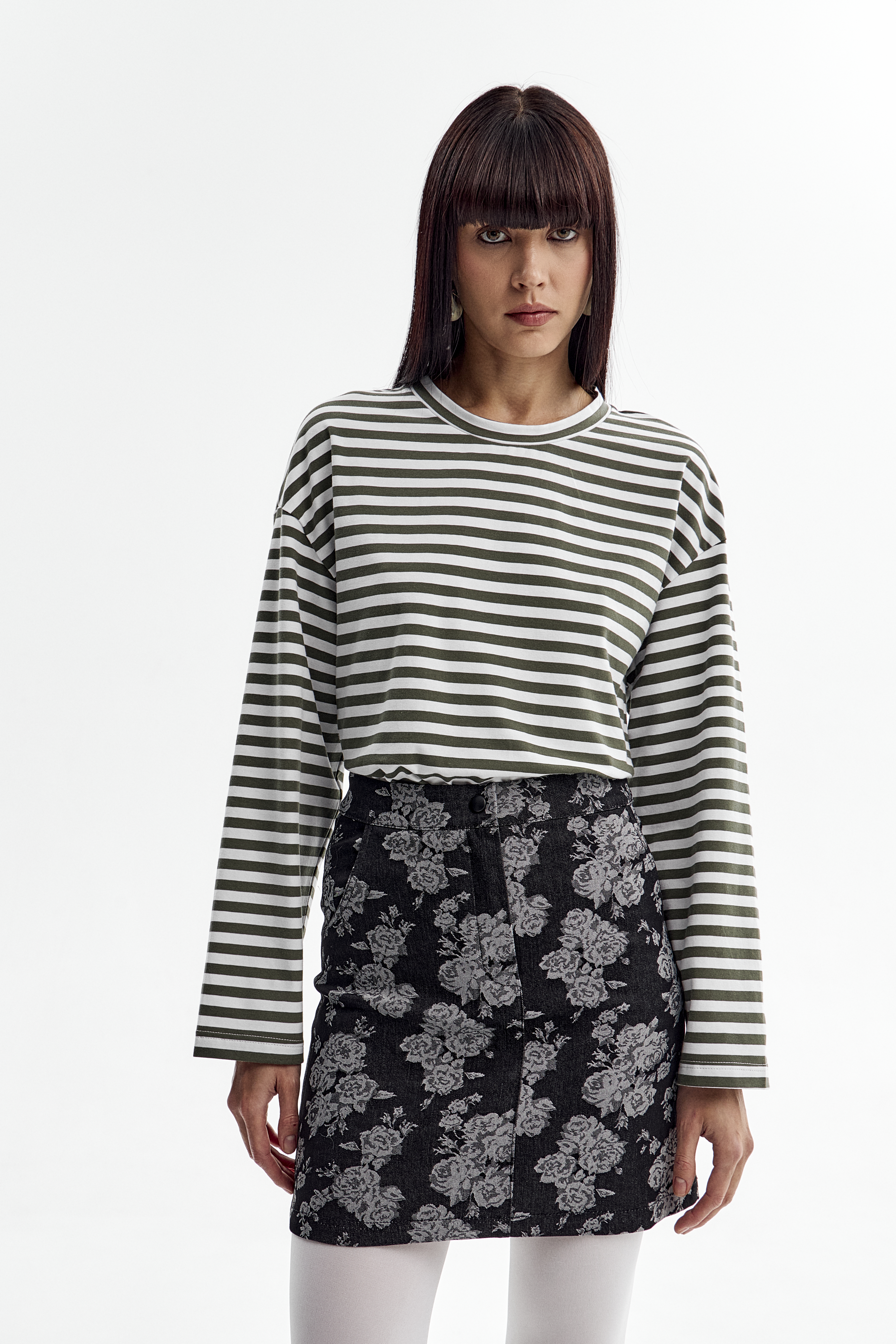 Юбка деним мини принт цветы