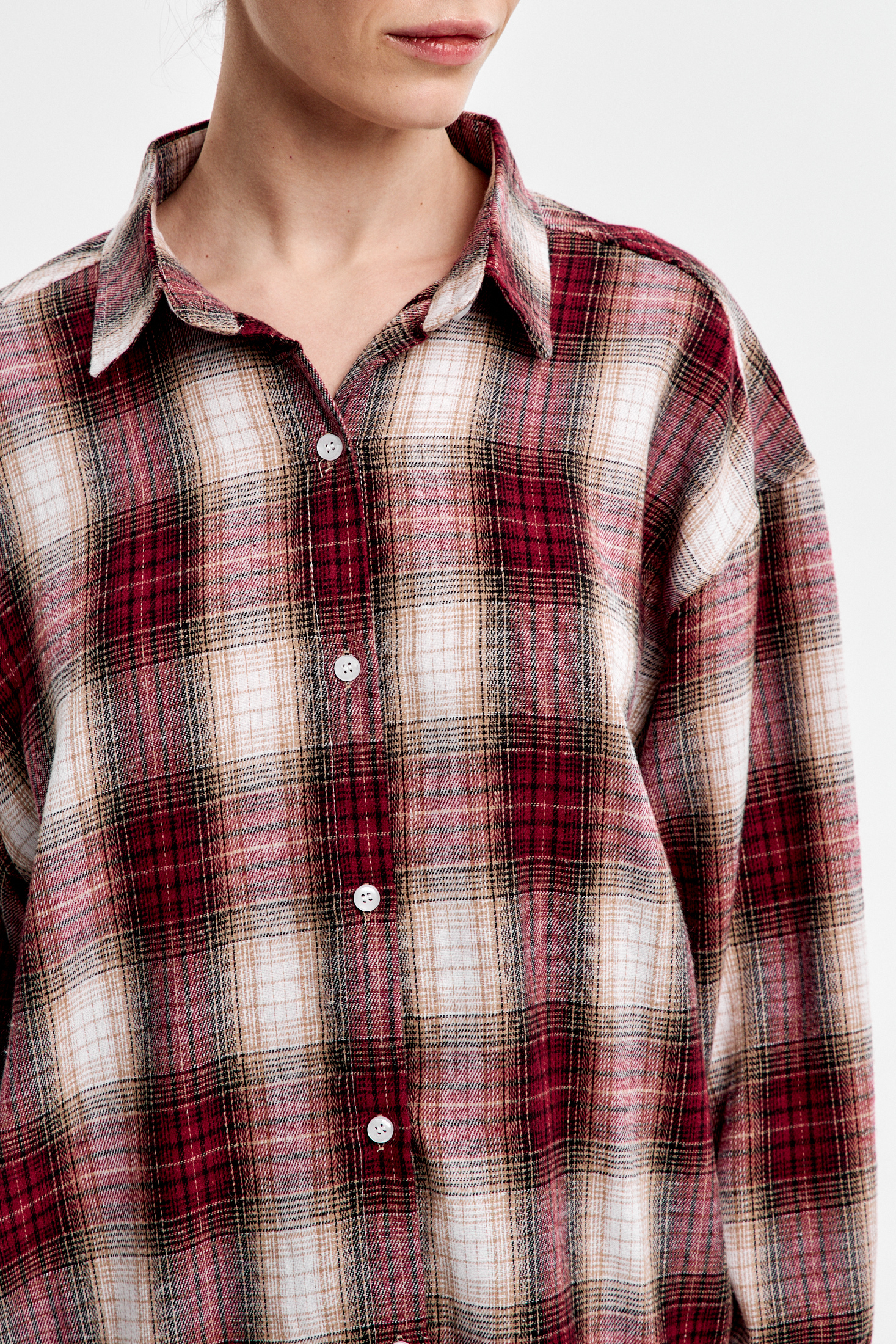 Рубашка в клетку бордовая