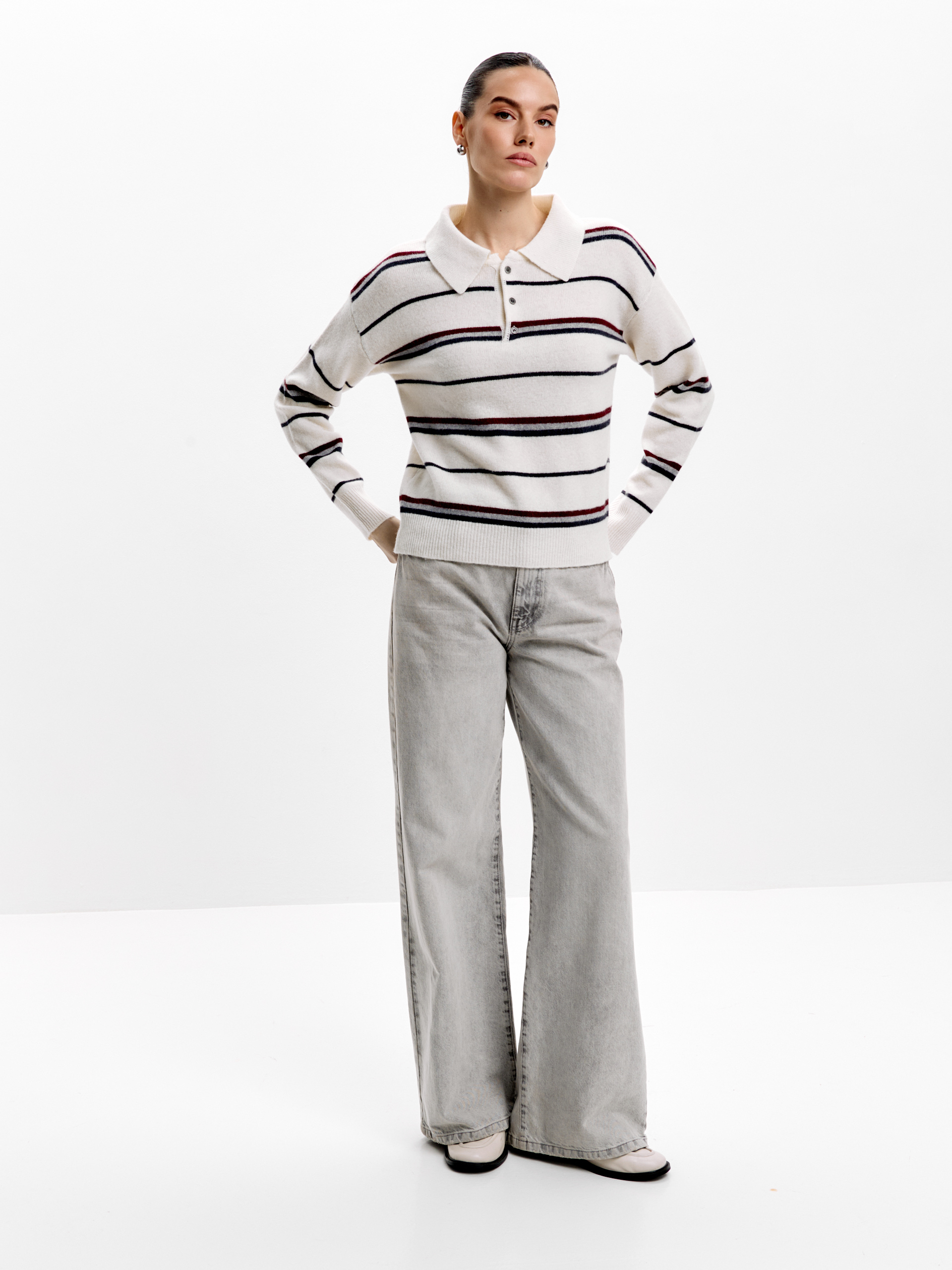 Поло трикотажное в полоску