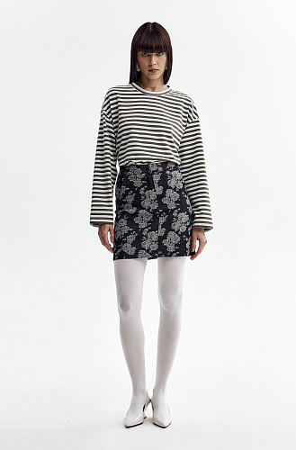 Юбка деним мини принт цветы