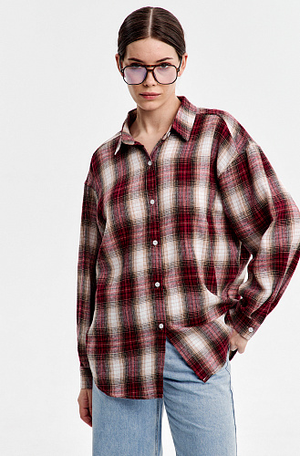 Рубашка в клетку бордовая